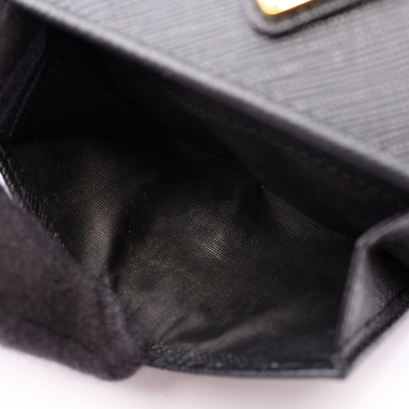 Prada Trifold Wallet Saffiano Triangle Black Leather Logo — view 6