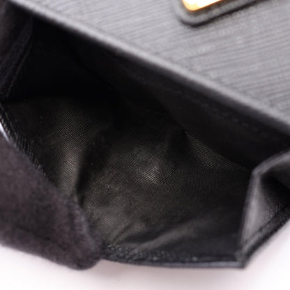 Prada Trifold Wallet Saffiano Triangle Black Leather Logo — view 6