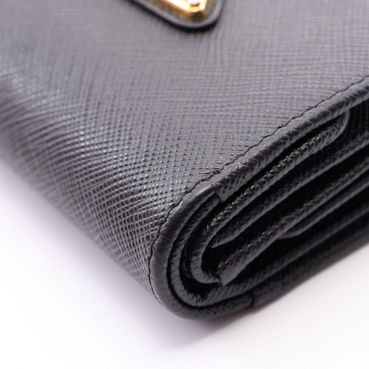 Prada Trifold Wallet Saffiano Triangle Black Leather Logo — view 8