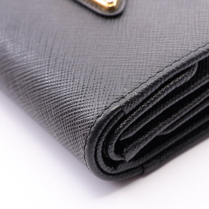 Prada Trifold Wallet Saffiano Triangle Black Leather Logo — view 8