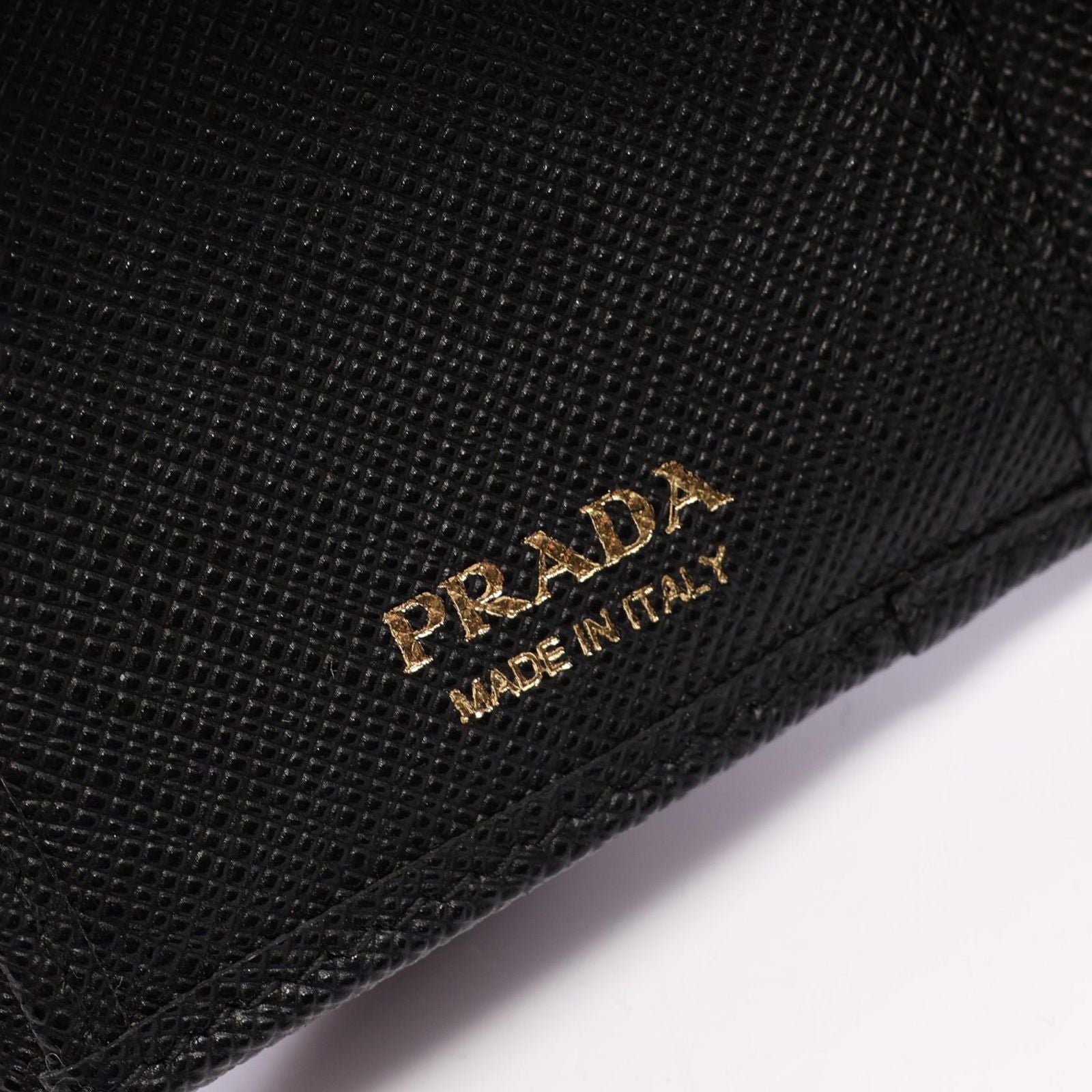Prada Trifold Wallet Saffiano Triangle Black Leather Logo — view 5