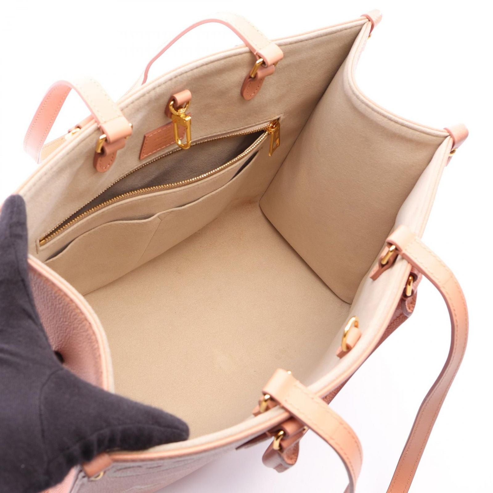 Louis Vuitton Tote On The Go Rose Trianon Cream Leather — view 3