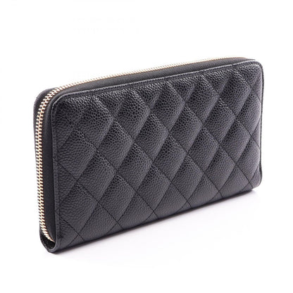 Chanel Round Wallet Classic Long Zip Quilted Black Caviar Leather — view 2