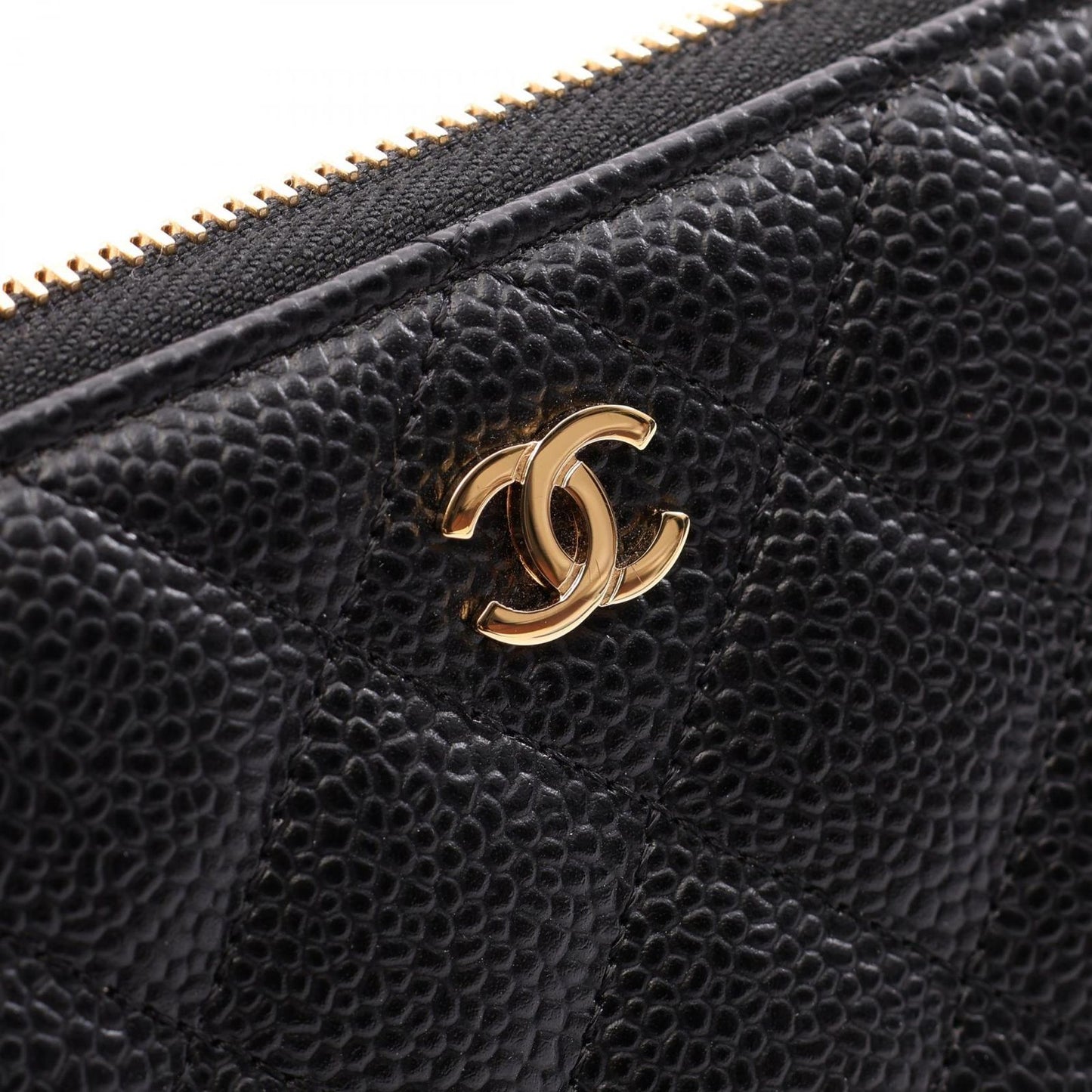 Chanel Round Wallet Classic Long Zip Quilted Black Caviar Leather — view 7