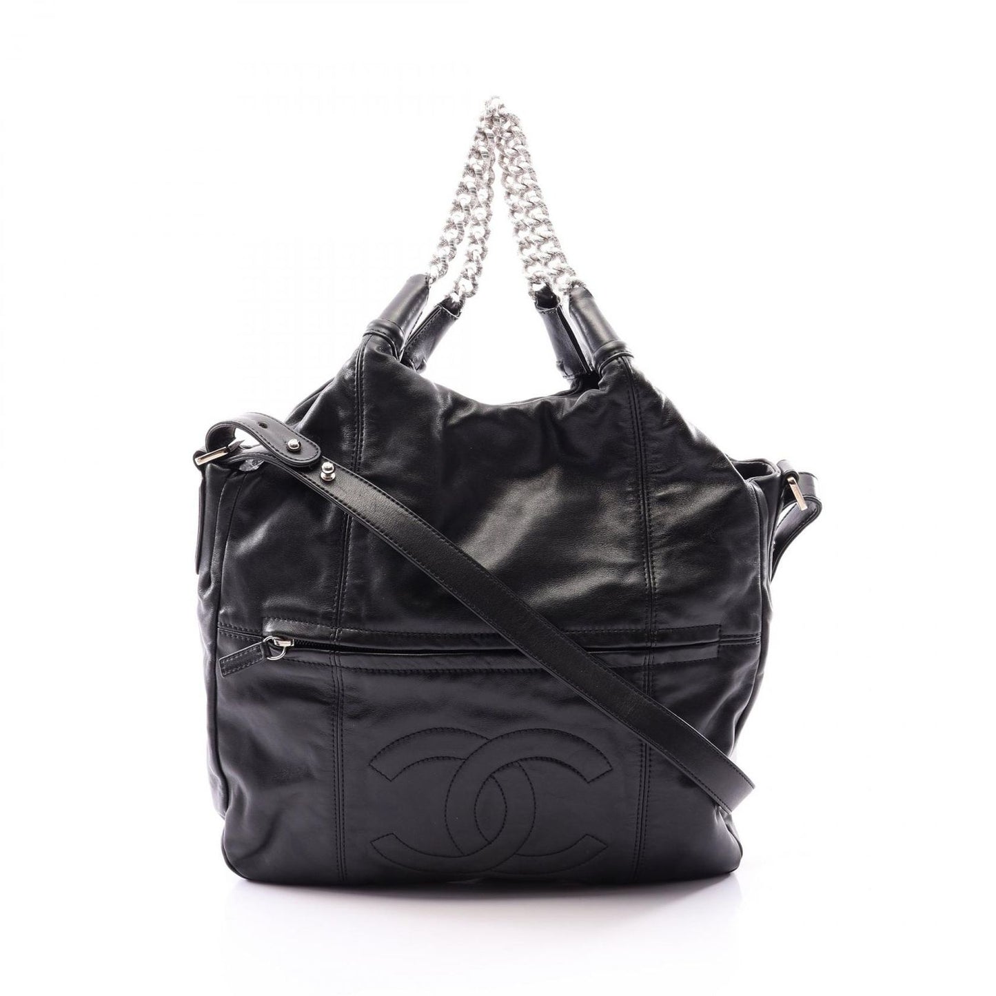 Chanel Handbag CC Logo 2-Way Black Lambskin