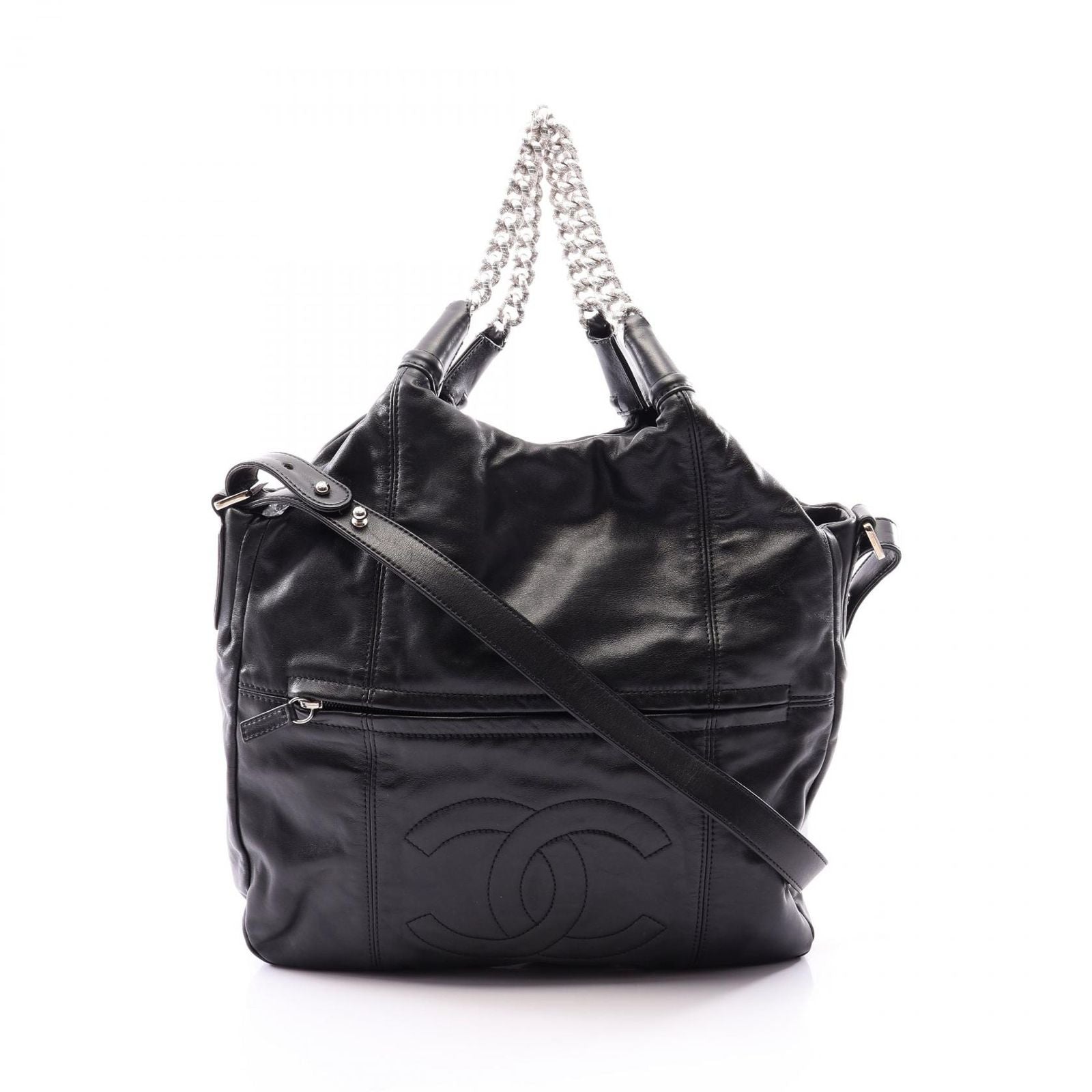 Chanel Handbag CC Logo 2-Way Black Lambskin