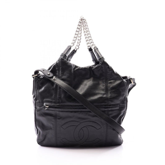 Chanel Handbag CC Logo 2-Way Black Lambskin