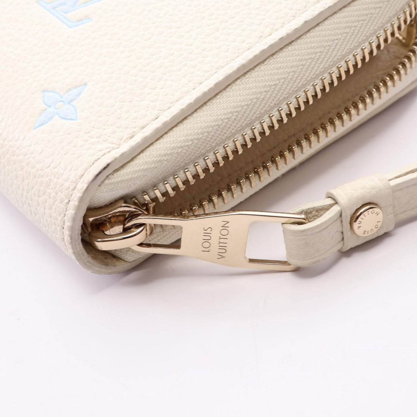 Louis Vuitton Round Wallet Zippy Milki White Blue Leather — view 7