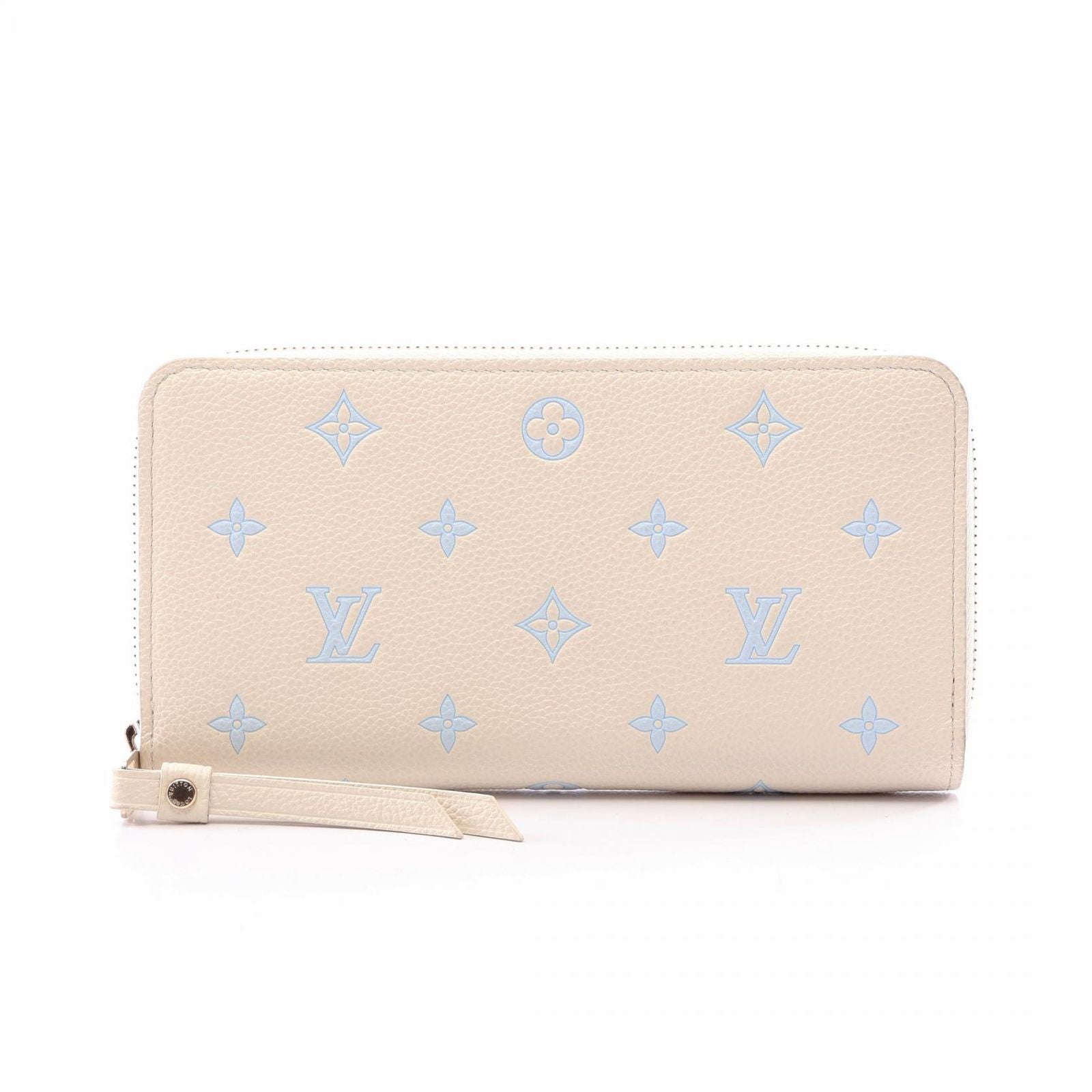 Louis Vuitton Round Wallet Zippy Milki White Blue Leather