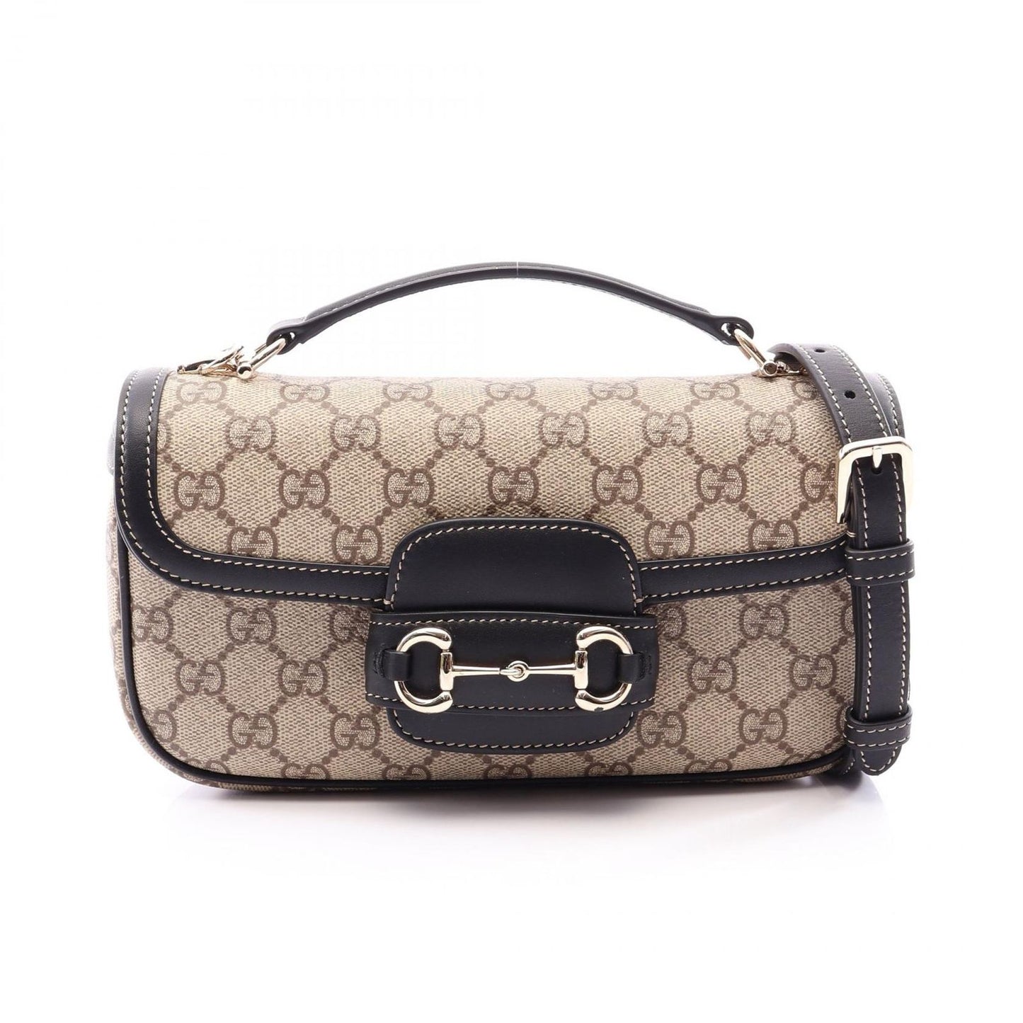 Gucci Handbag Horsebit Soft Small Top Handle Bag GG Supreme 2-Way Beige Black