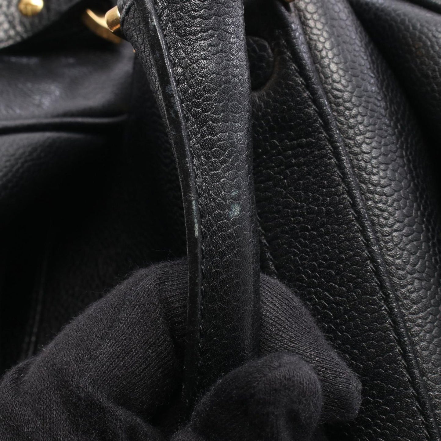 Chanel Boston Bag CC Logo 2-Way Black Caviar Leather CC — view 8