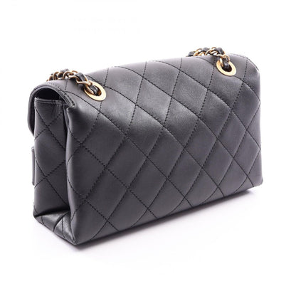 Chanel Shoulder Bag Quilted Logo Black Lambskin Chain — view 2