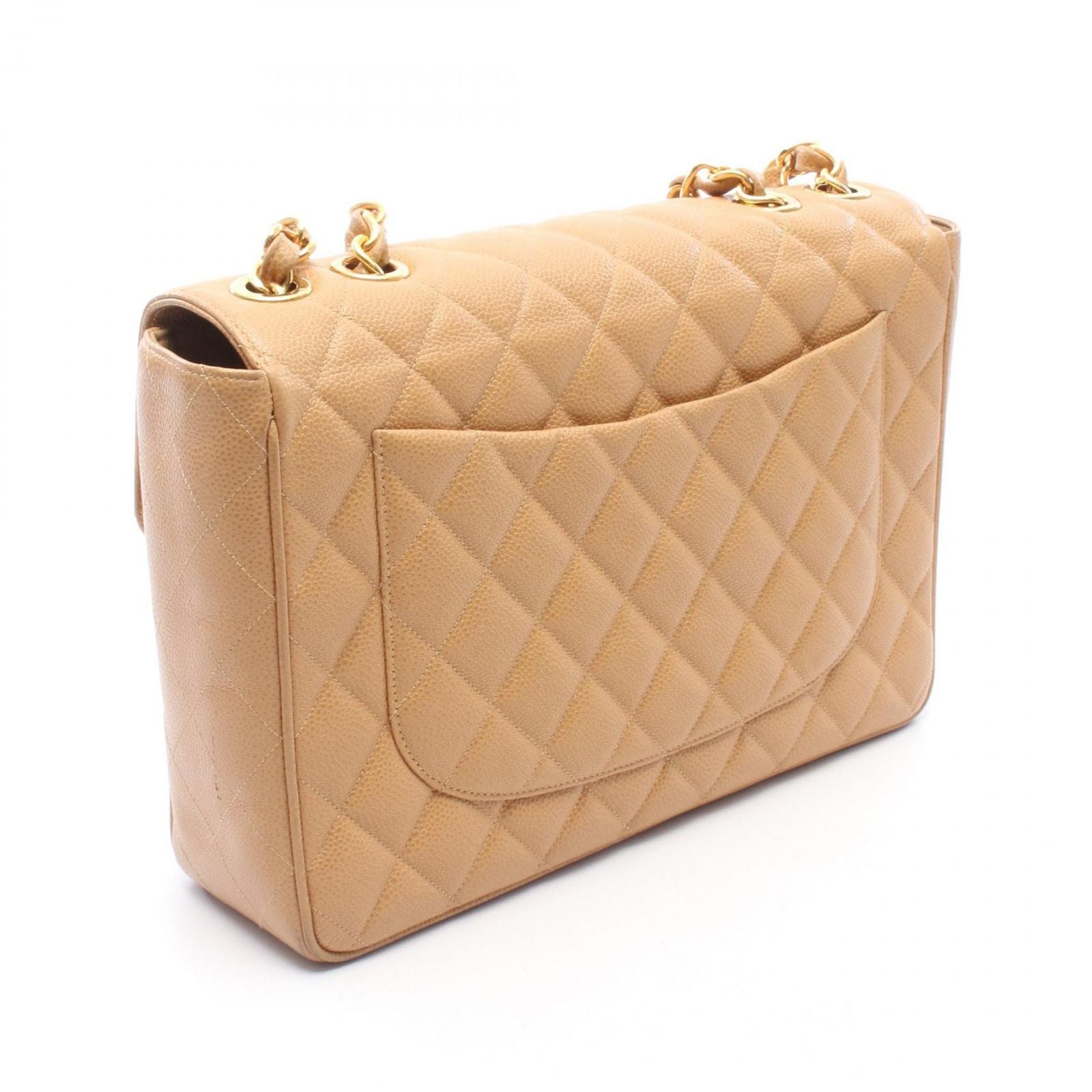 Chanel Shoulder Bag Deca Quilted 30 Single Flap Beige Caviar Leather Chain — view 2