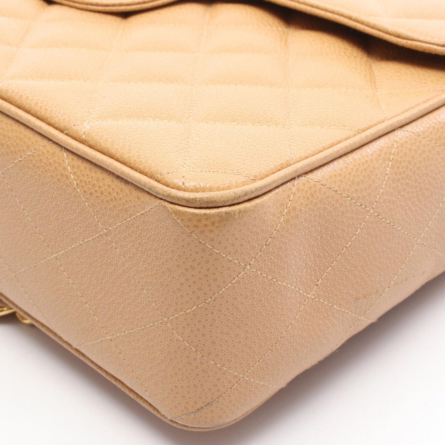 Chanel Shoulder Bag Deca Quilted 30 Single Flap Beige Caviar Leather Chain — view 8