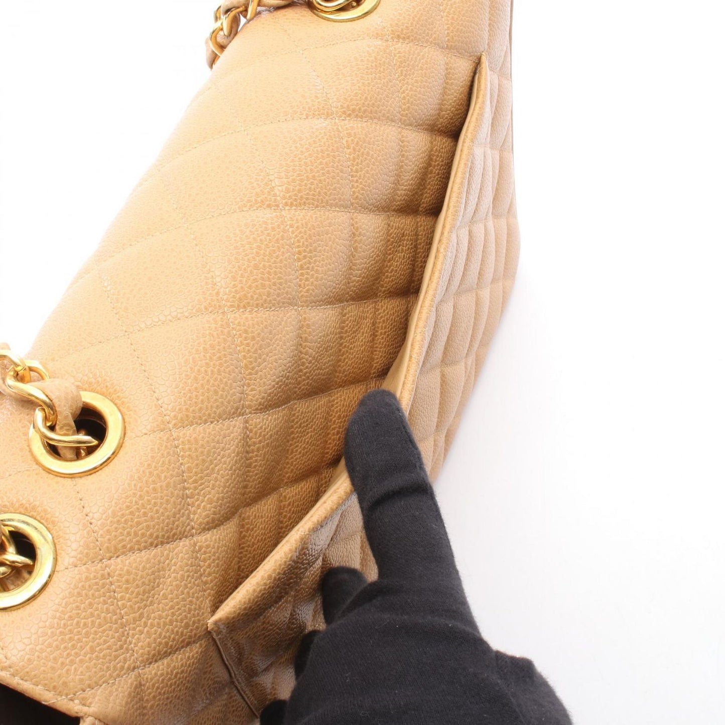 Chanel Shoulder Bag Deca Quilted 30 Single Flap Beige Caviar Leather Chain — view 6