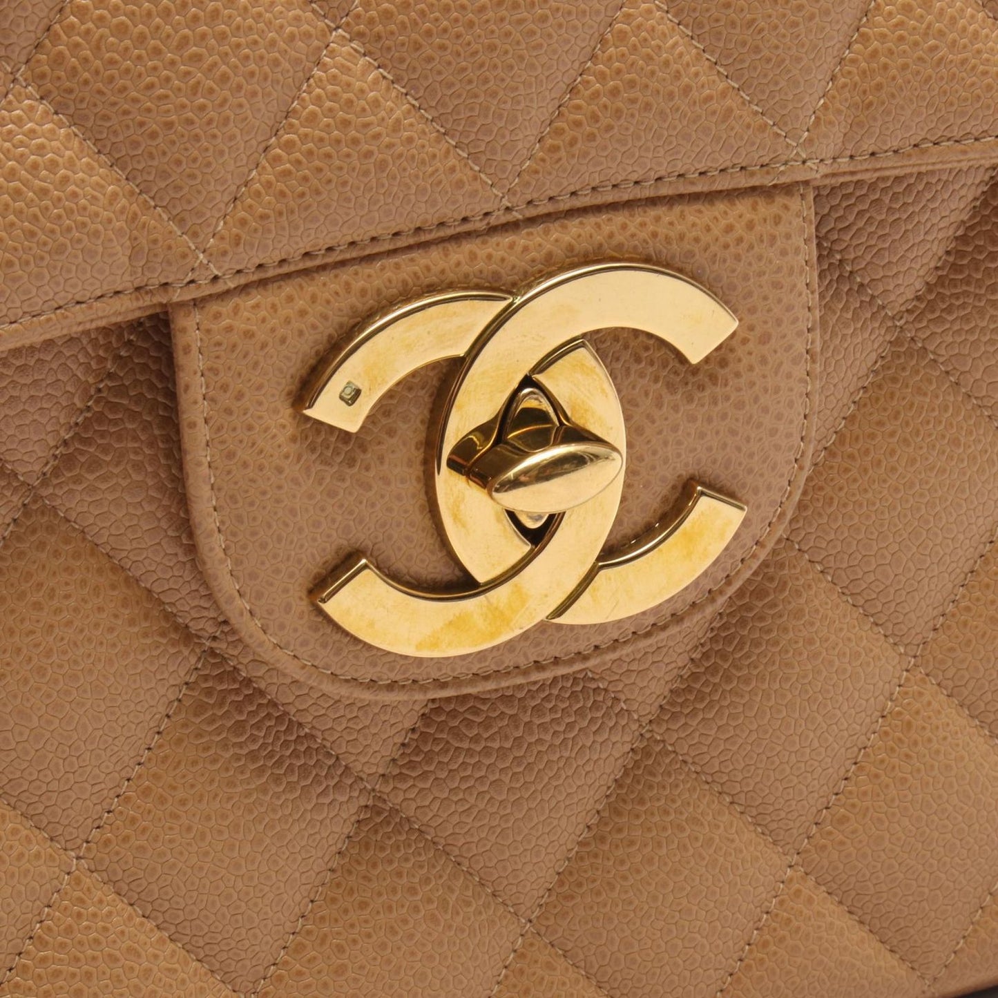 Chanel Shoulder Bag Deca Quilted 30 Single Flap Beige Caviar Leather Chain — view 9