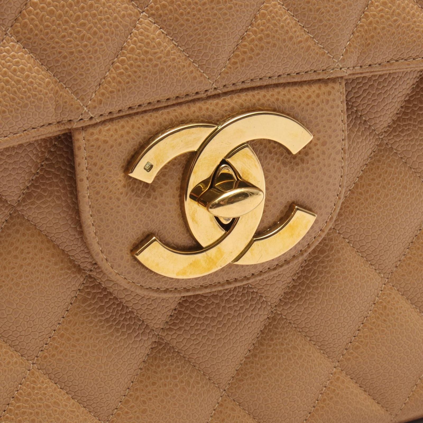 Chanel Shoulder Bag Deca Quilted 30 Single Flap Beige Caviar Leather Chain — view 9