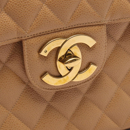 Chanel Shoulder Bag Deca Quilted 30 Single Flap Beige Caviar Leather Chain — view 9