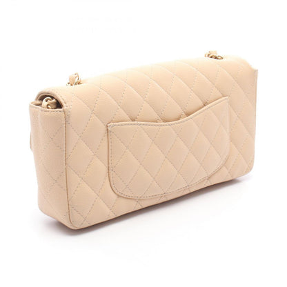 Chanel Shoulder Bag Quilted East Waist Beige Caviar Leather Chain — view 2