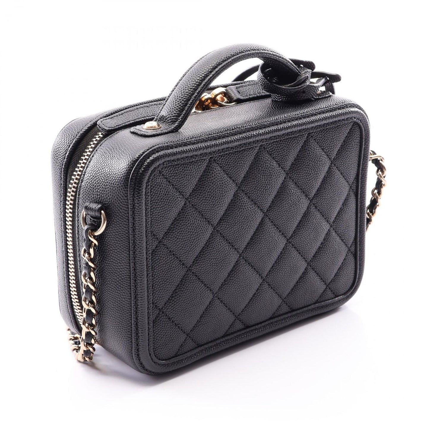 Chanel Shoulder Bag CC Figuri Small Vanity 2-Way Black Caviar Leather CC — view 2