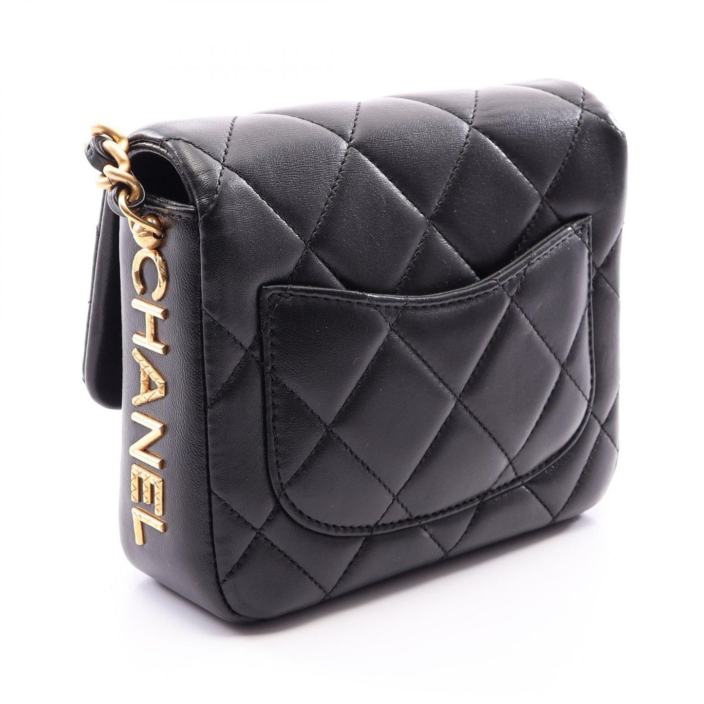 Chanel Shoulder Bag Quilted Black Lambskin Mini Chain — view 2