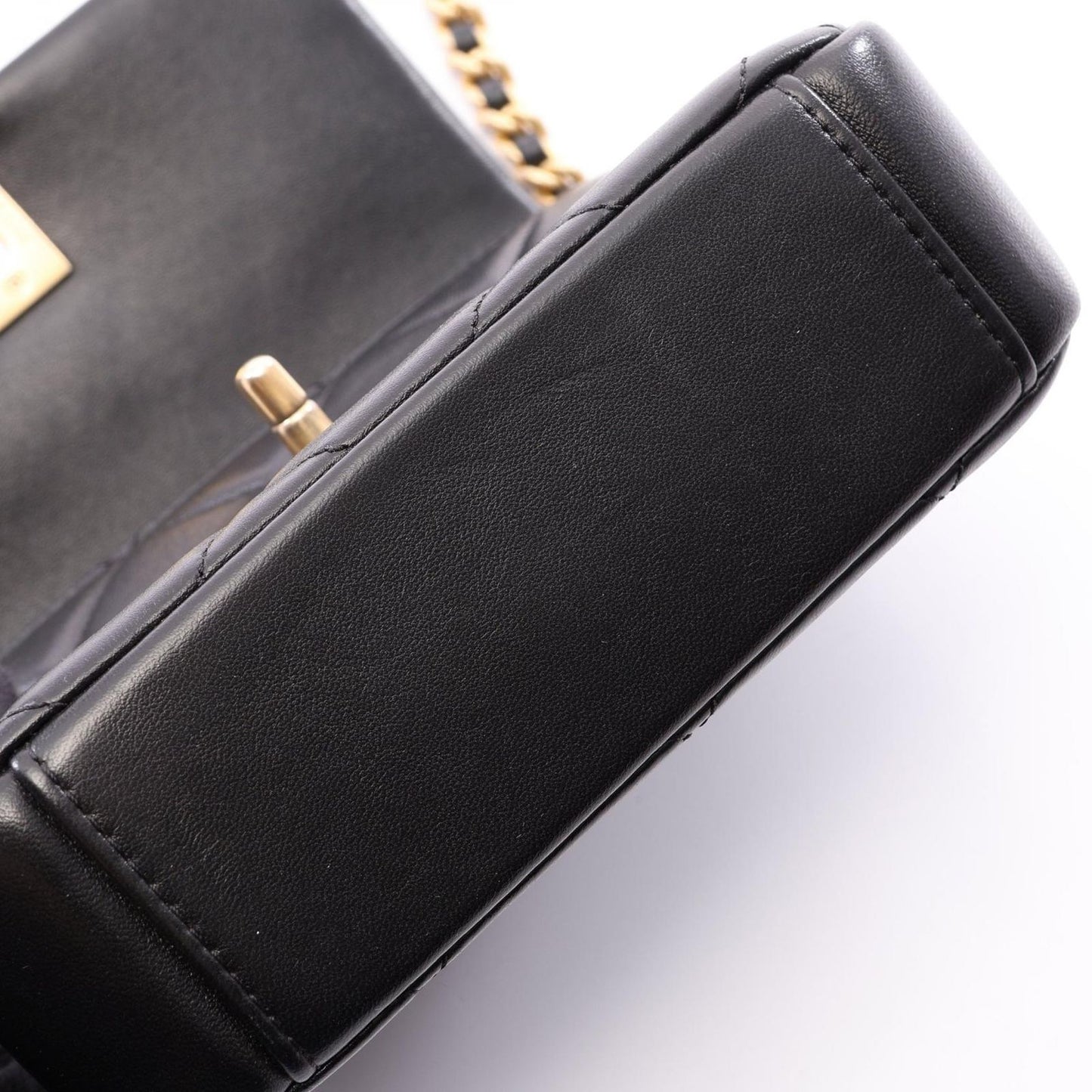 Chanel Shoulder Bag Quilted Black Lambskin Mini Chain — view 7