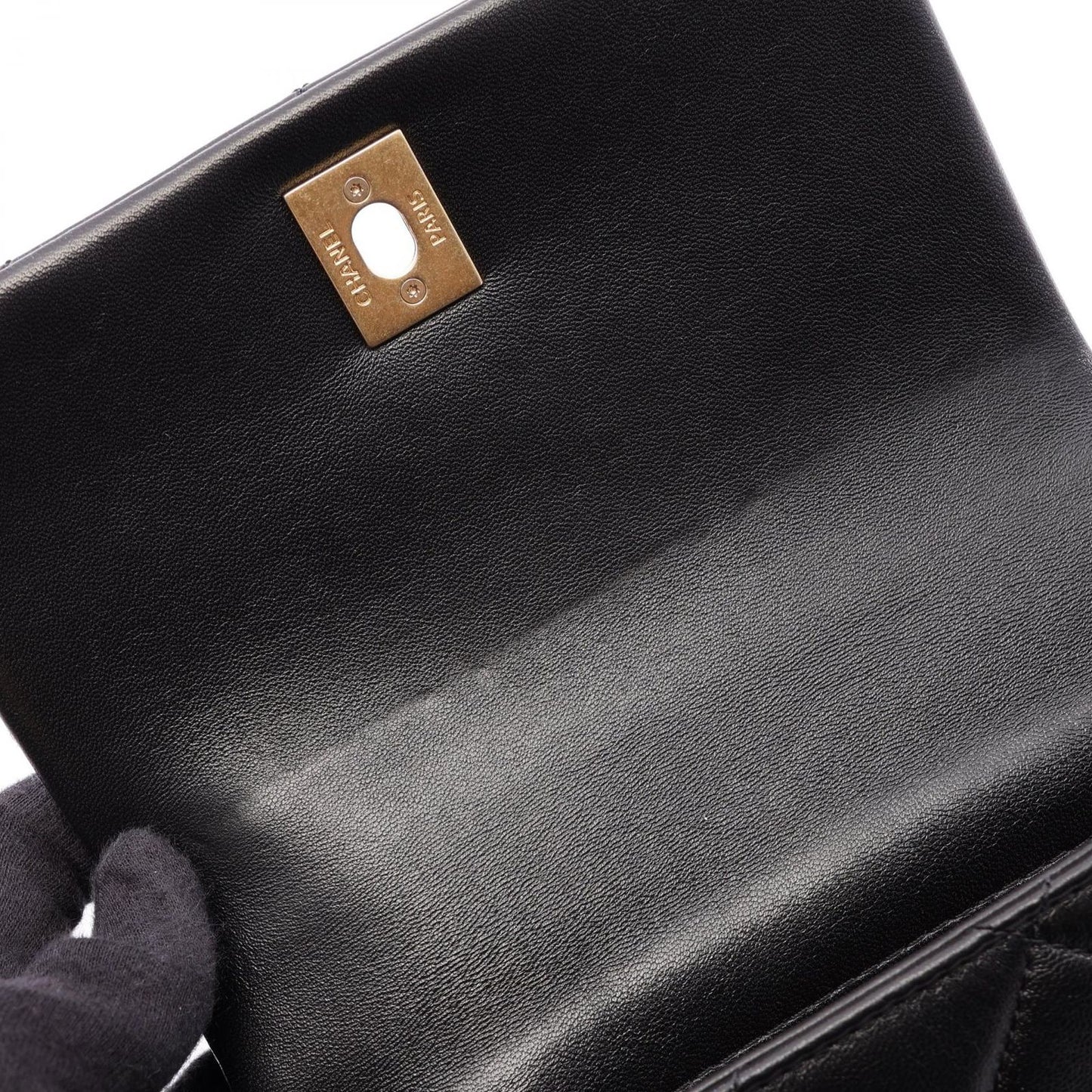 Chanel Shoulder Bag Quilted Black Lambskin Mini Chain — view 6