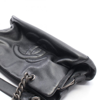 Chanel Tote CC Logo Black Caviar Leather Chain — view 7