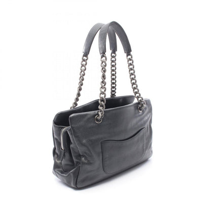Chanel Tote CC Logo Black Caviar Leather Chain — view 2
