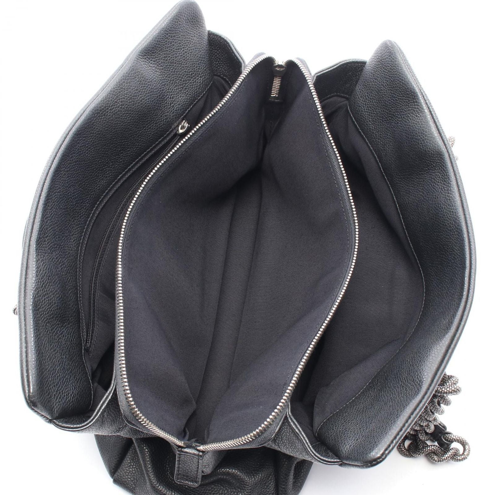 Chanel Tote CC Logo Black Caviar Leather Chain — view 3