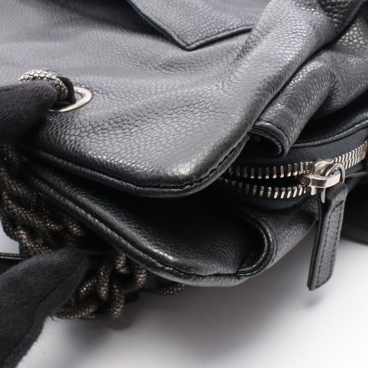 Chanel Tote CC Logo Black Caviar Leather Chain — view 8