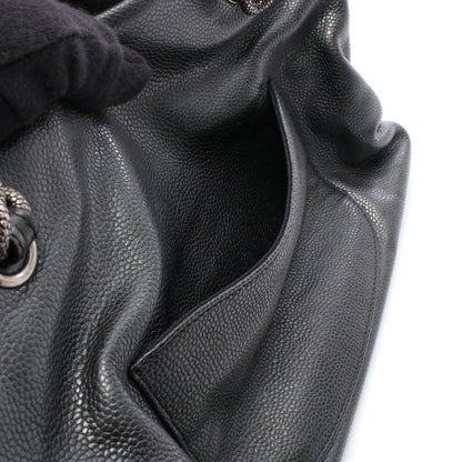 Chanel Tote CC Logo Black Caviar Leather Chain — view 6