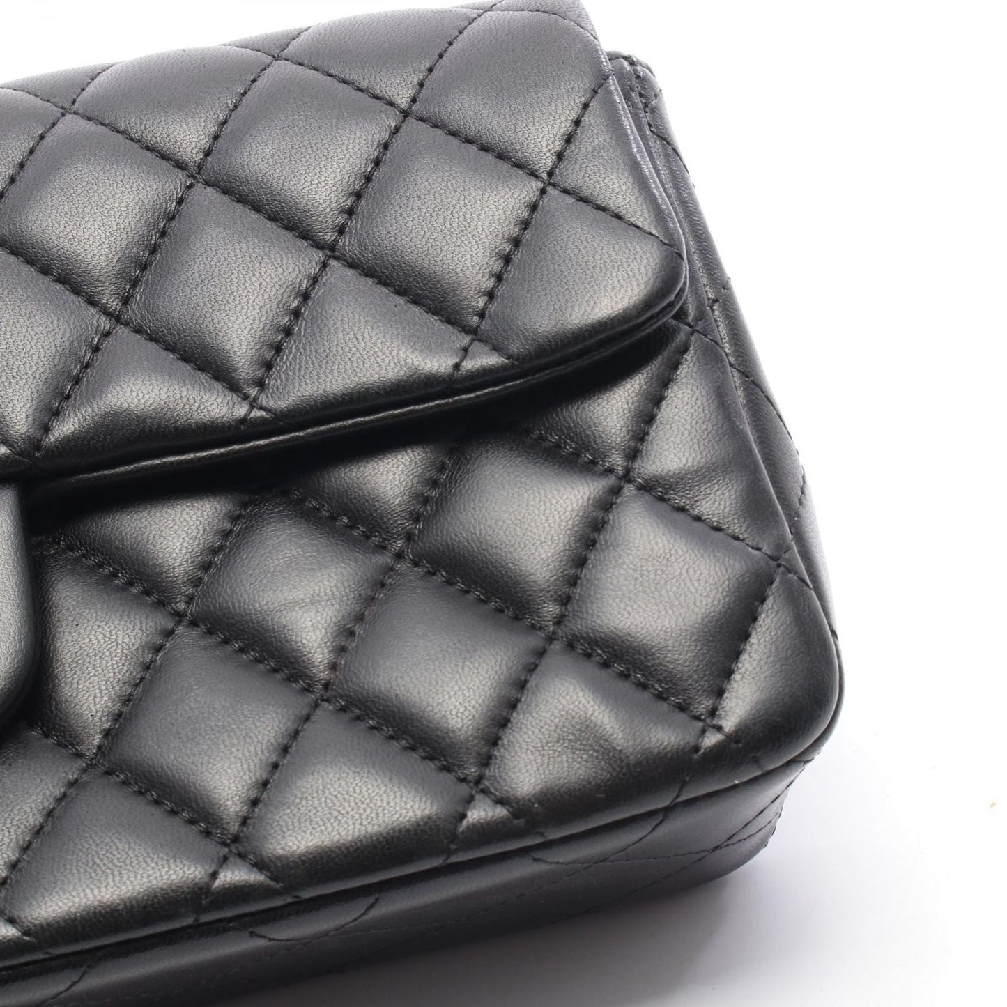 Chanel Shoulder Bag Quilted East Waist Black Lambskin Chain — view 8