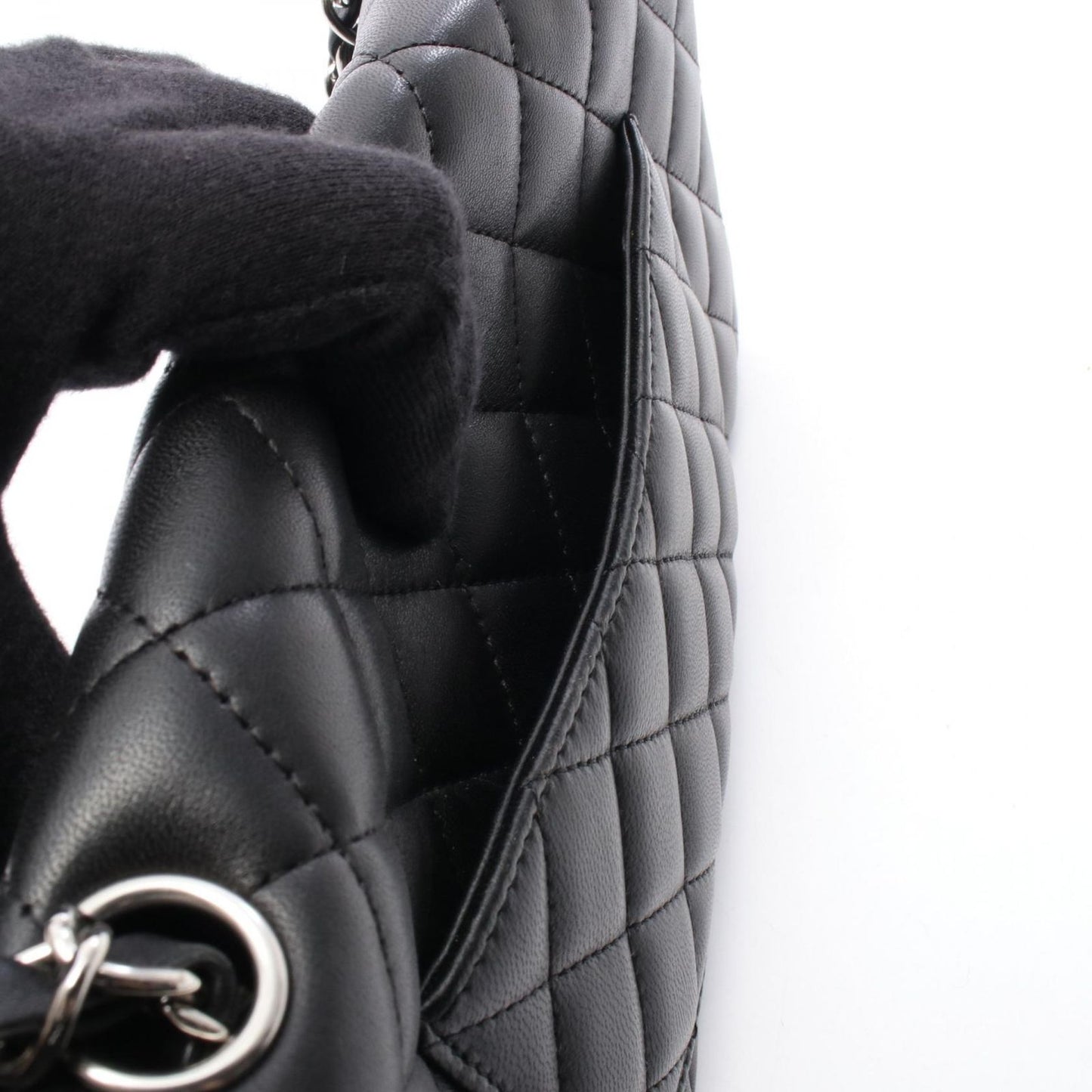 Chanel Shoulder Bag Quilted East Waist Black Lambskin Chain — view 6