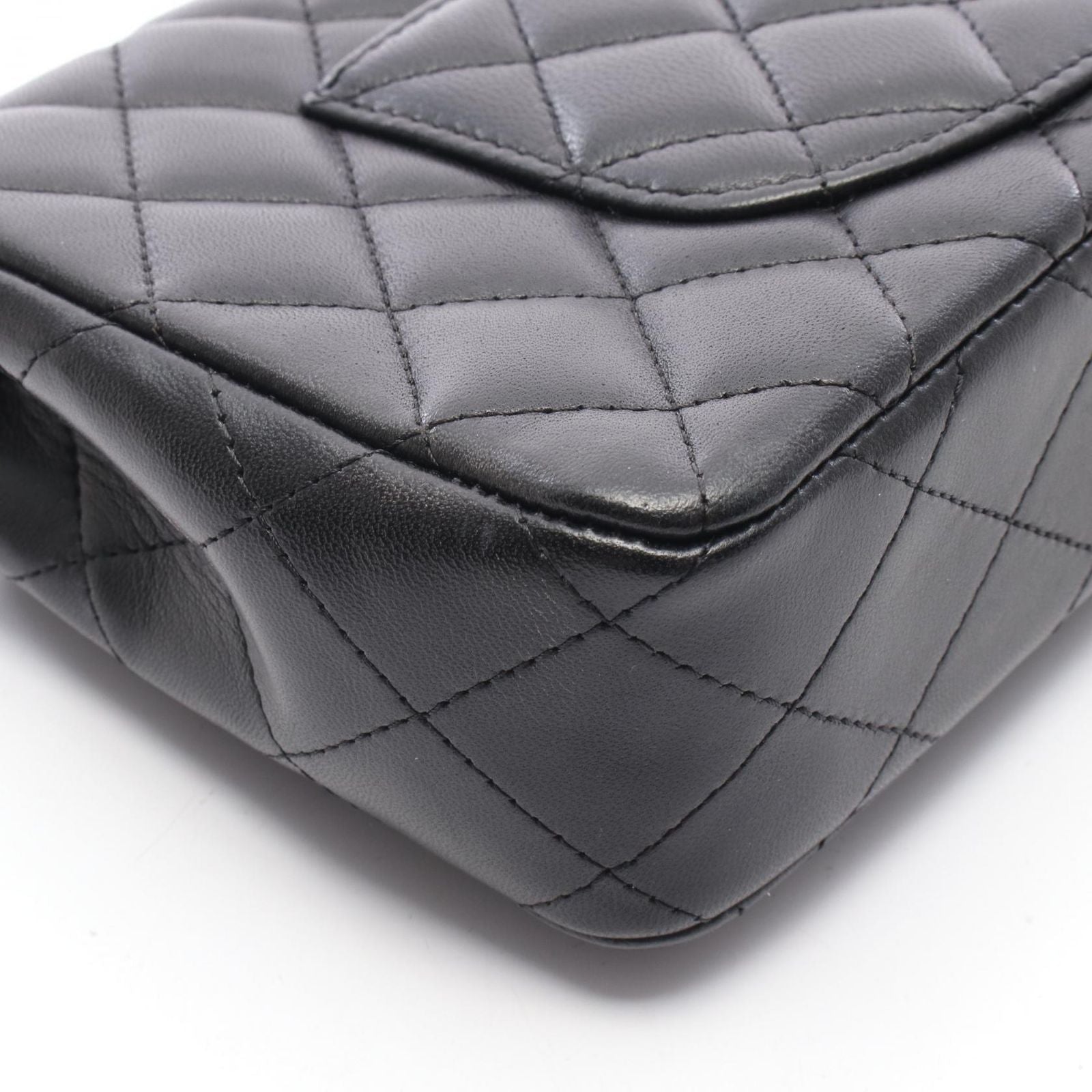 Chanel Shoulder Bag Quilted East Waist Black Lambskin Chain — view 7