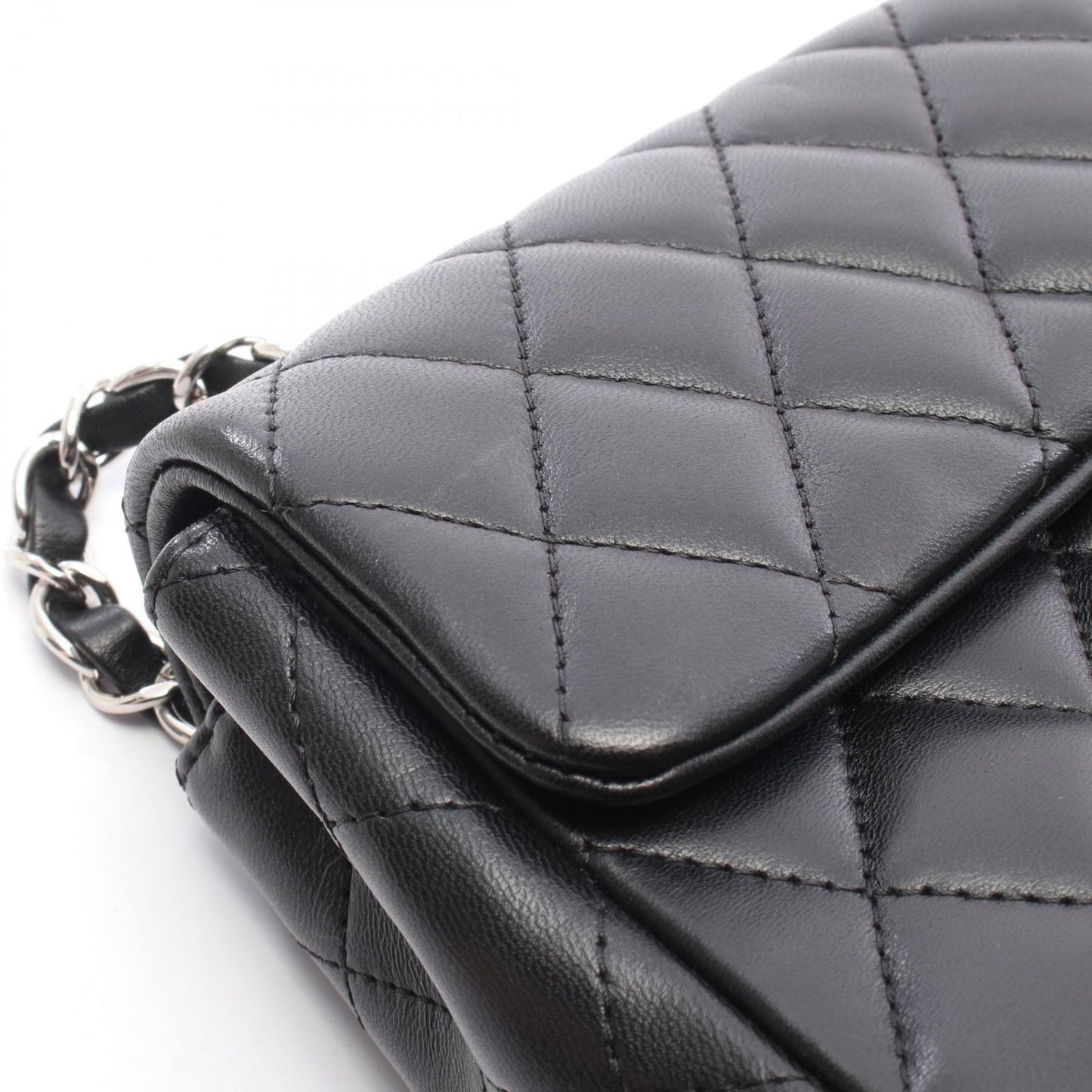 Chanel Shoulder Bag Quilted East Waist Black Lambskin Chain — view 9