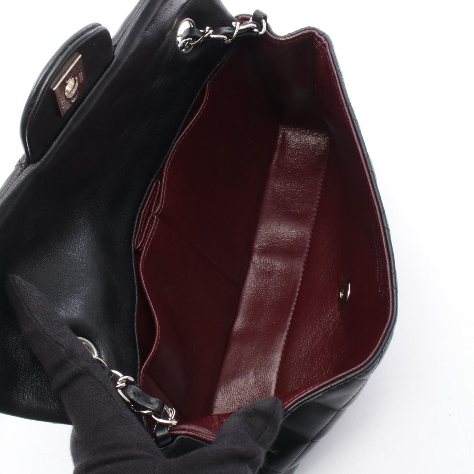 Chanel Shoulder Bag Quilted East Waist Black Lambskin Chain — view 3