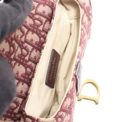 Dior Handbag Saddle Oblique Bordeaux Canvas Leather Bag Mini — view 3