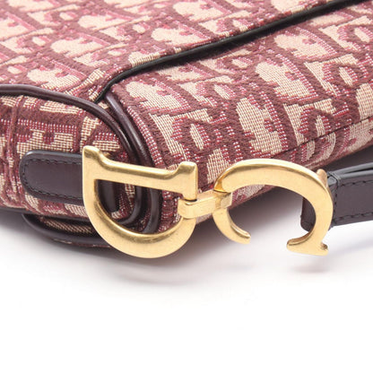 Dior Handbag Saddle Oblique Bordeaux Canvas Leather Bag Mini — view 7