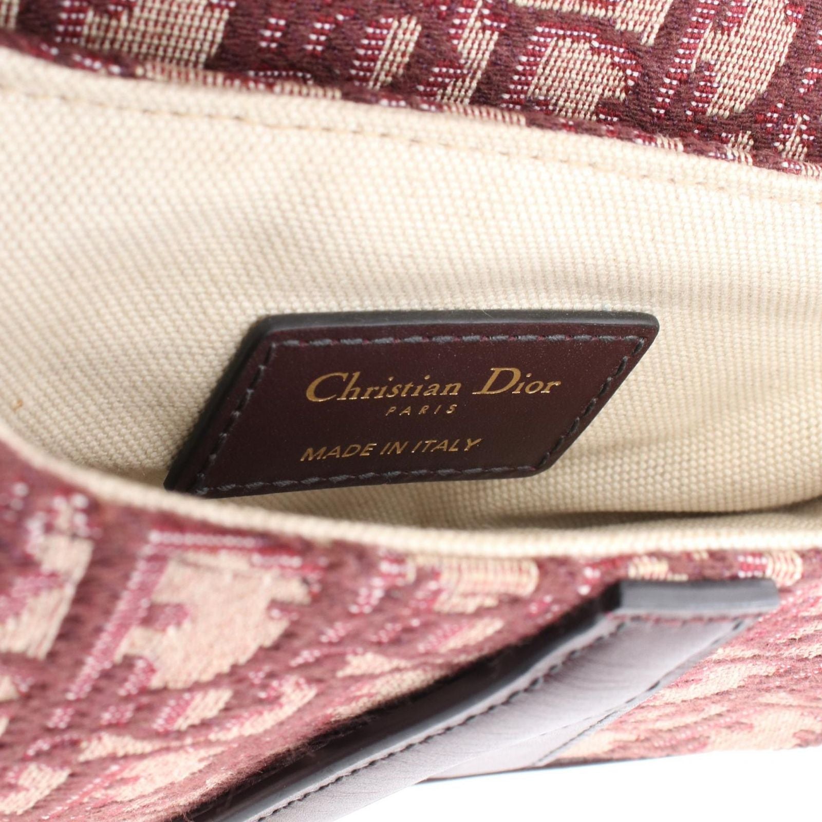 Dior Handbag Saddle Oblique Bordeaux Canvas Leather Bag Mini — view 4