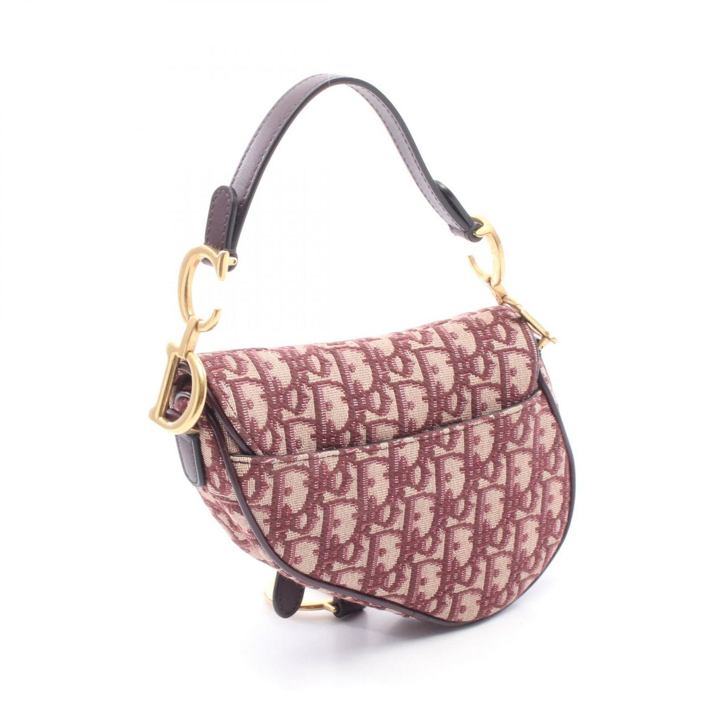 Dior Handbag Saddle Oblique Bordeaux Canvas Leather Bag Mini — view 2