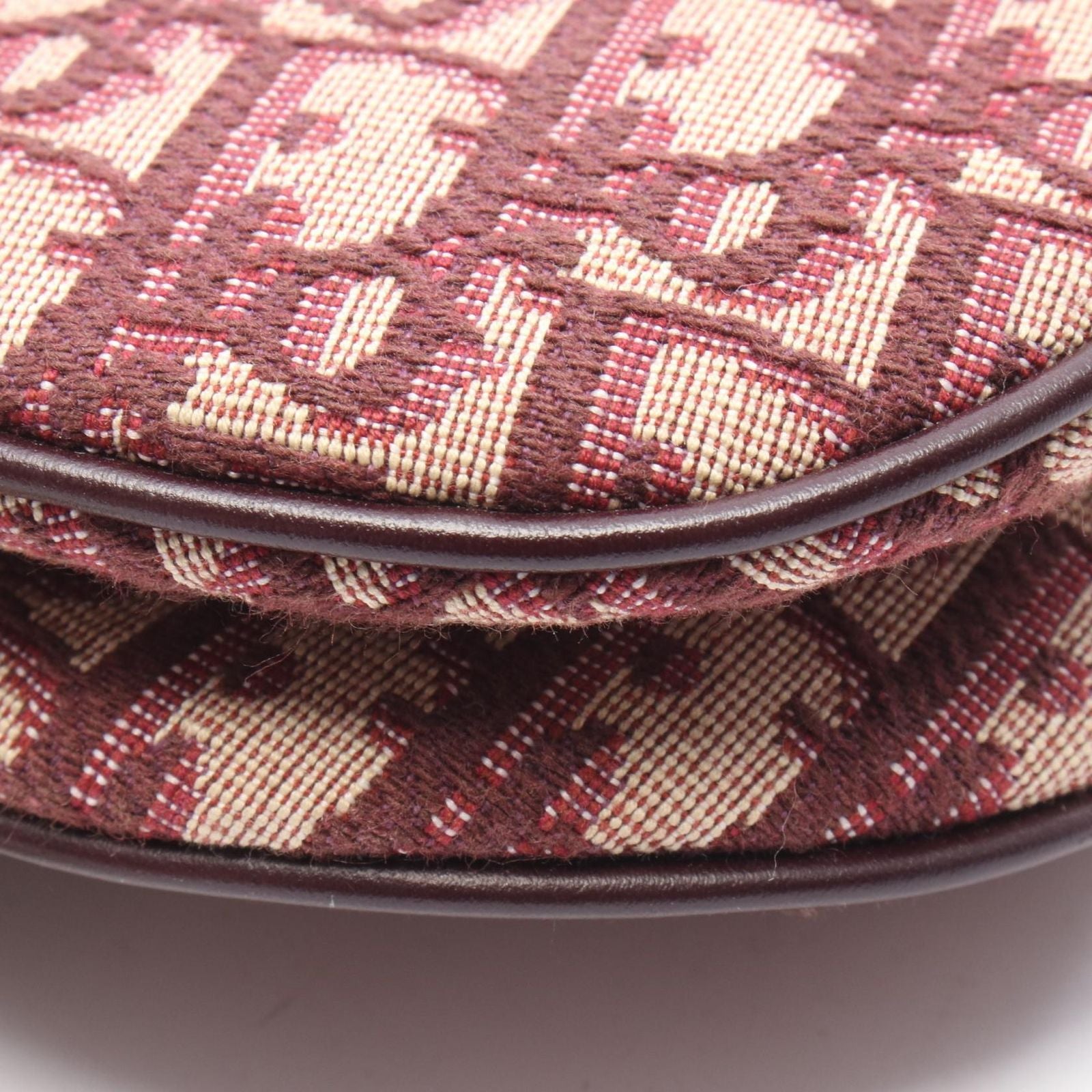 Dior Handbag Saddle Oblique Bordeaux Canvas Leather Bag Mini — view 6