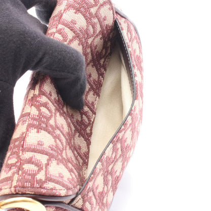 Dior Handbag Saddle Oblique Bordeaux Canvas Leather Bag Mini — view 5