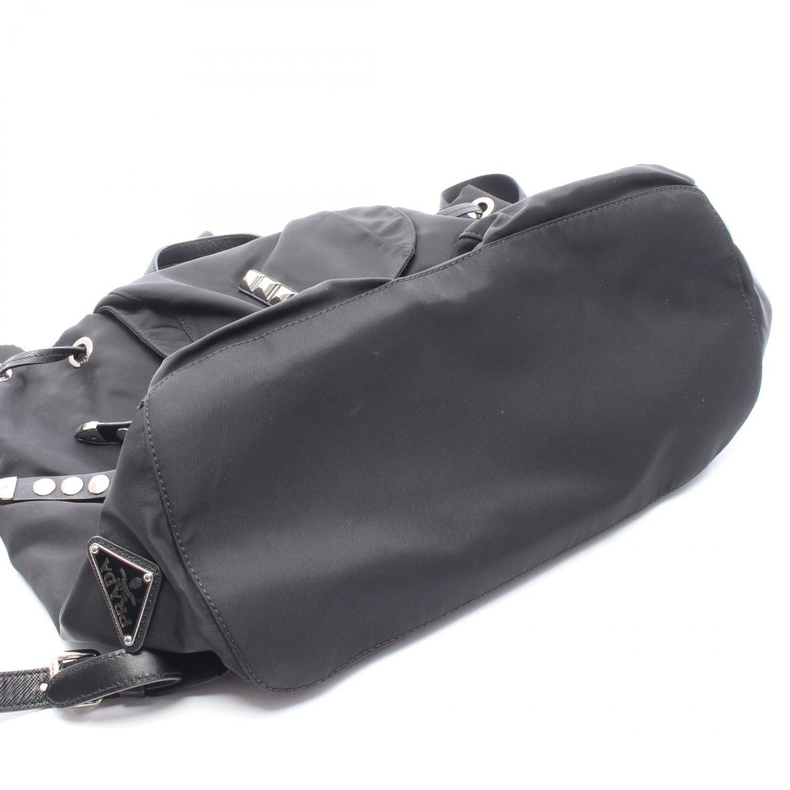 Prada Backpack New Vela Studs Black Nylon Leather — view 6