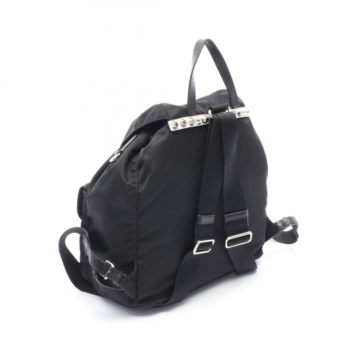 Prada Backpack New Vela Studs Black Nylon Leather — view 2