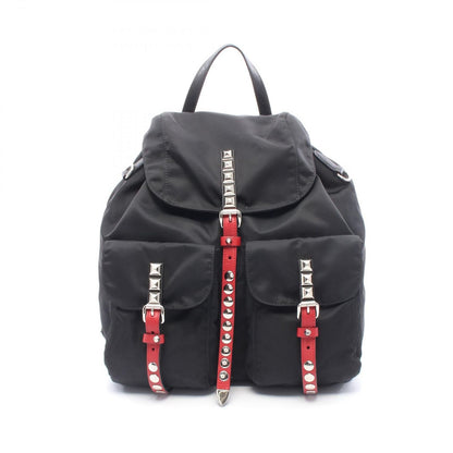 Prada Backpack New Vela Studs Black Nylon Leather