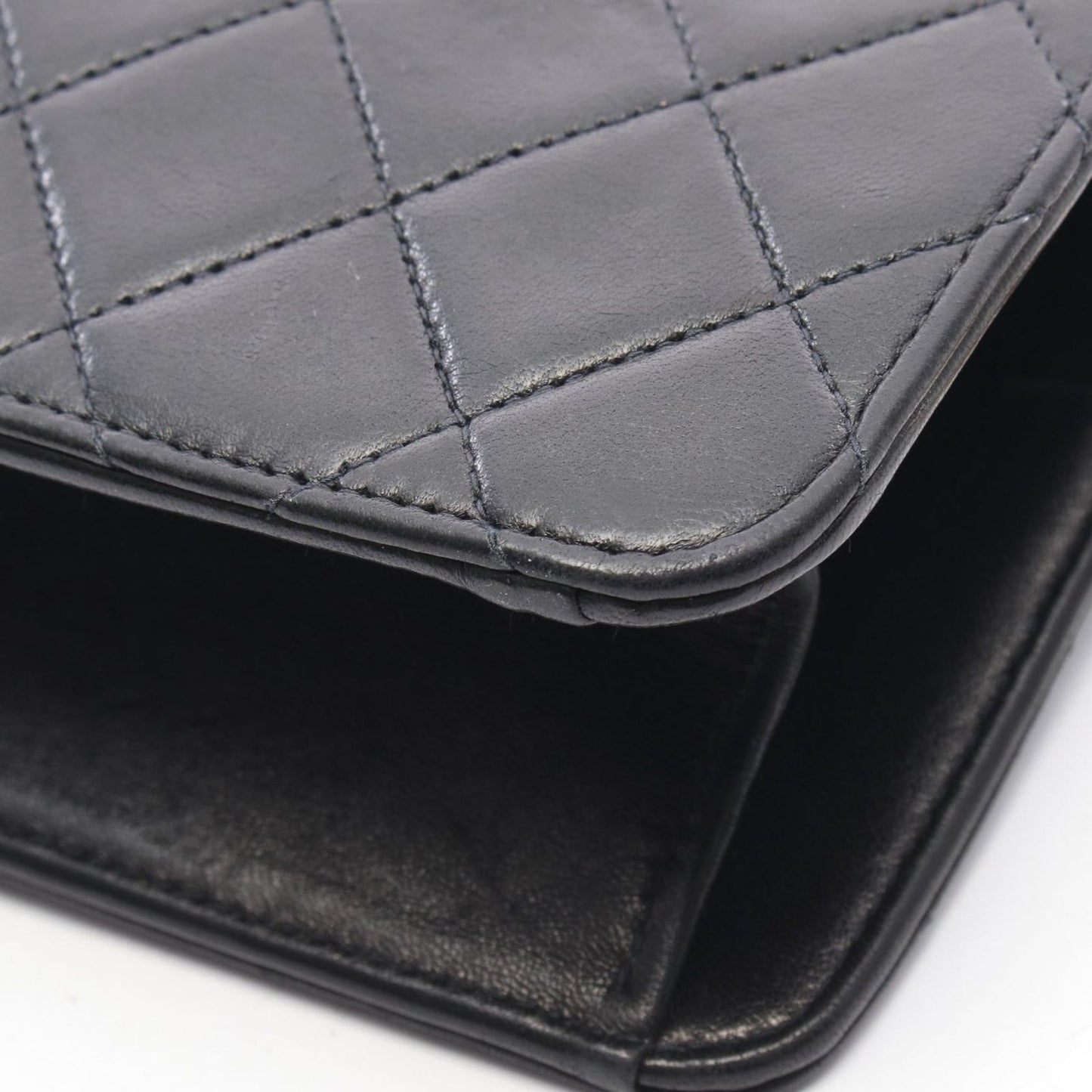 Chanel Shoulder Bag Quilted Single Flap Push Lock Black Lambskin Chain — view 8