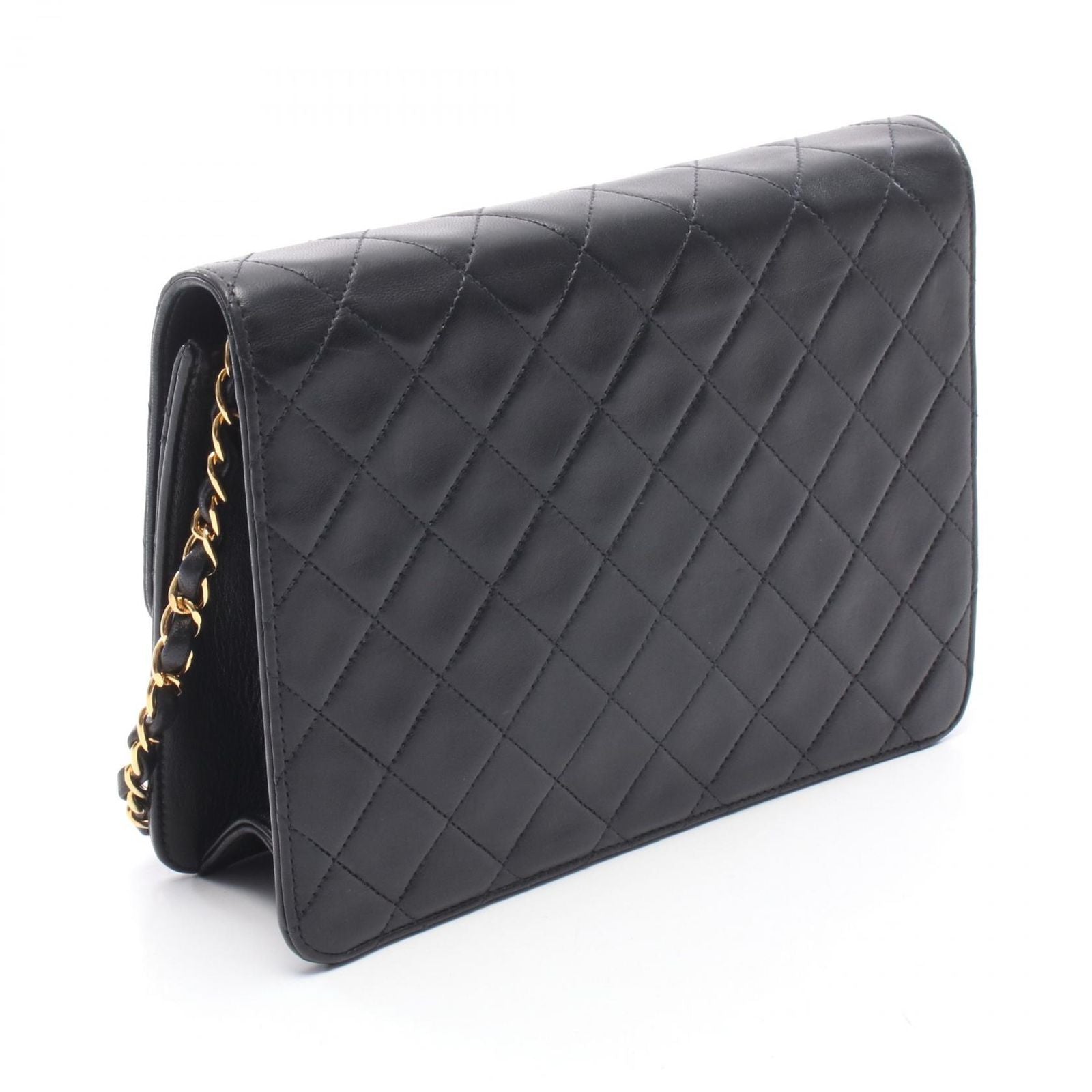 Chanel Shoulder Bag Quilted Single Flap Push Lock Black Lambskin Chain — view 2
