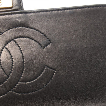 Chanel Shoulder Bag Quilted Single Flap Push Lock Black Lambskin Chain — view 6