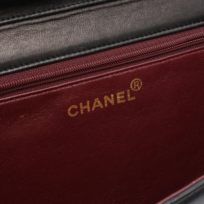 Chanel Shoulder Bag Quilted Single Flap Push Lock Black Lambskin Chain — view 4